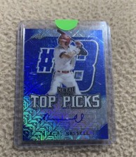 Robert Hassell 2020 Leaf Metal Draft Top Picks BLUE Refractor 9/10 AUTO PADRES