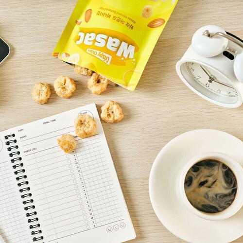 Chips de plátano crujientes WASAC con almendra 25 g x 6 bolsas | Snack 100 % natural y saludable - Imagen 4 de 9