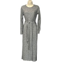 Topshop Long Sleeve Knit Midi Dress In Grey, US 4