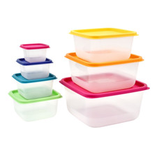 Plastic Food Storage Container Set, 7 Containers, Clear with Lids