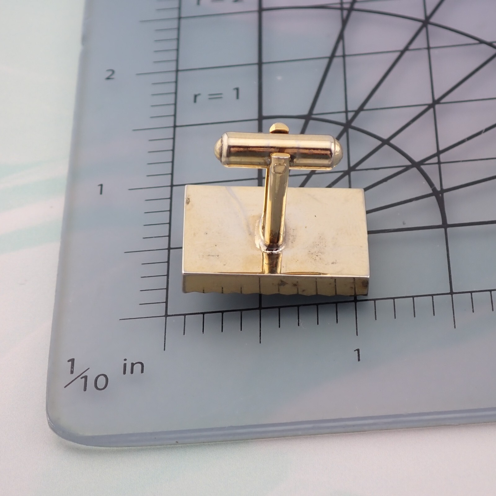 Vintage Rectangular Watermelon Rivoli Ribbed Gold… - image 3