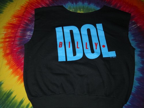 SUDADERA AZUL BILLY IDOL 1983 REBEL GRITO FOTO FIRMADA CONCIERTO NEGRA-GRANDE-NUEVA - Imagen 4 de 5