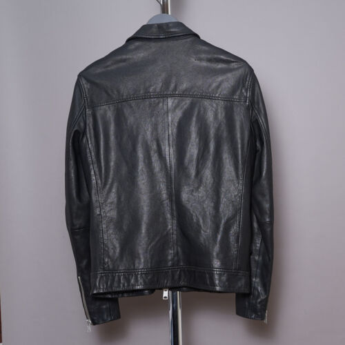 ALL SAINTS Leather Jacket XS Mens Black Biker Bomber Punk Rock BELMONT Celebrity - Picture 15 of 19