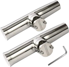 Amarine Made 2 Pcs Fishing Rod Holder Stainless Clamp on for Rails 7/8" to 1"