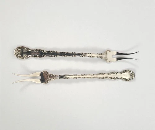 GORHAM STRASBOURG STERLING SILVER PICKLE/OLIVE FORK 5 3/4" Pair