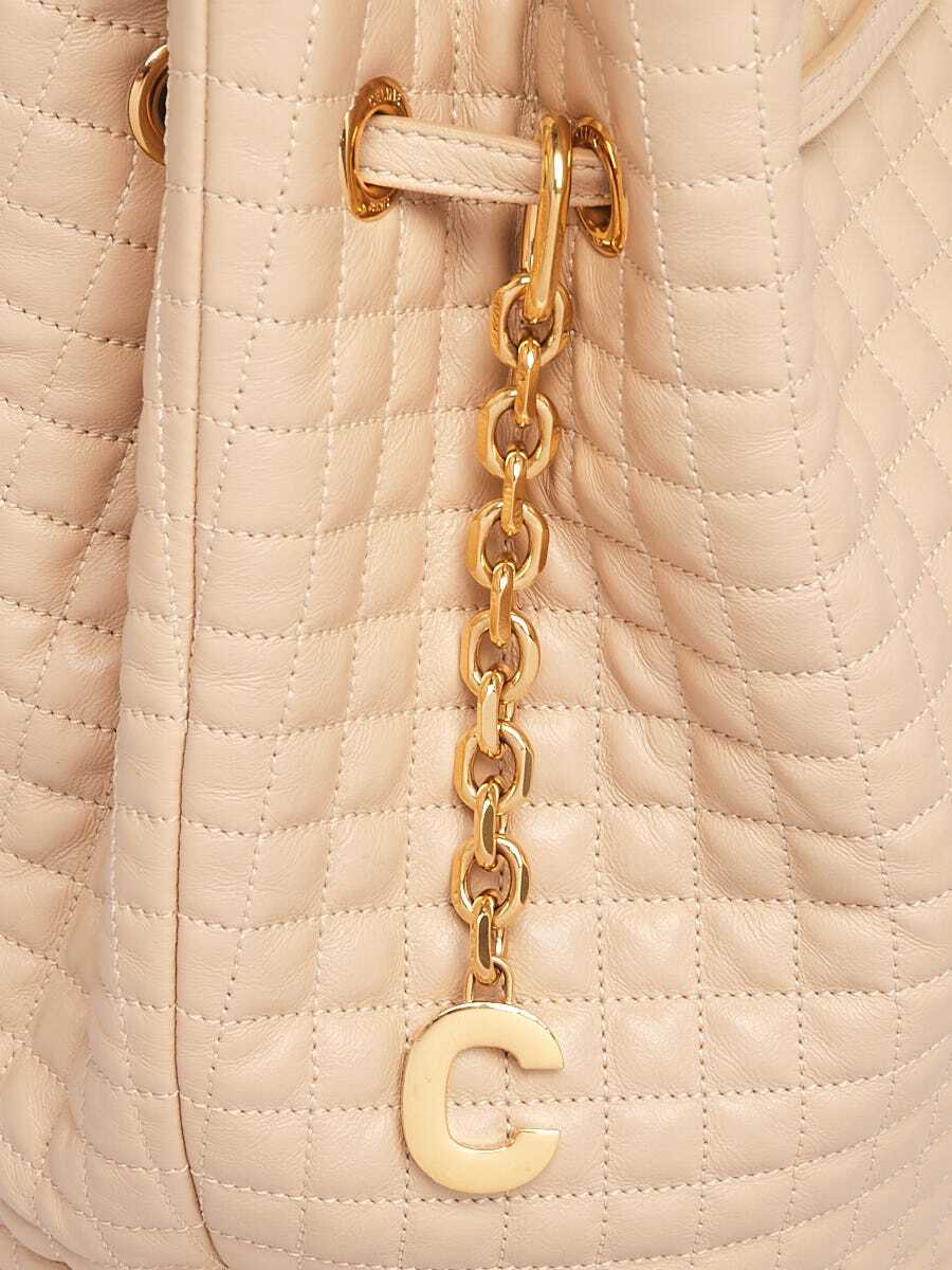 Celine Beige Quilted Calfskin Leather Small C Backpack Bag  display picture 1