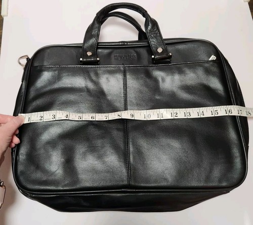 Kenneth Cole Reaction Laptop Briefcase Bag Leather Shoulder Strap Black Travel - Picture 3 of 12