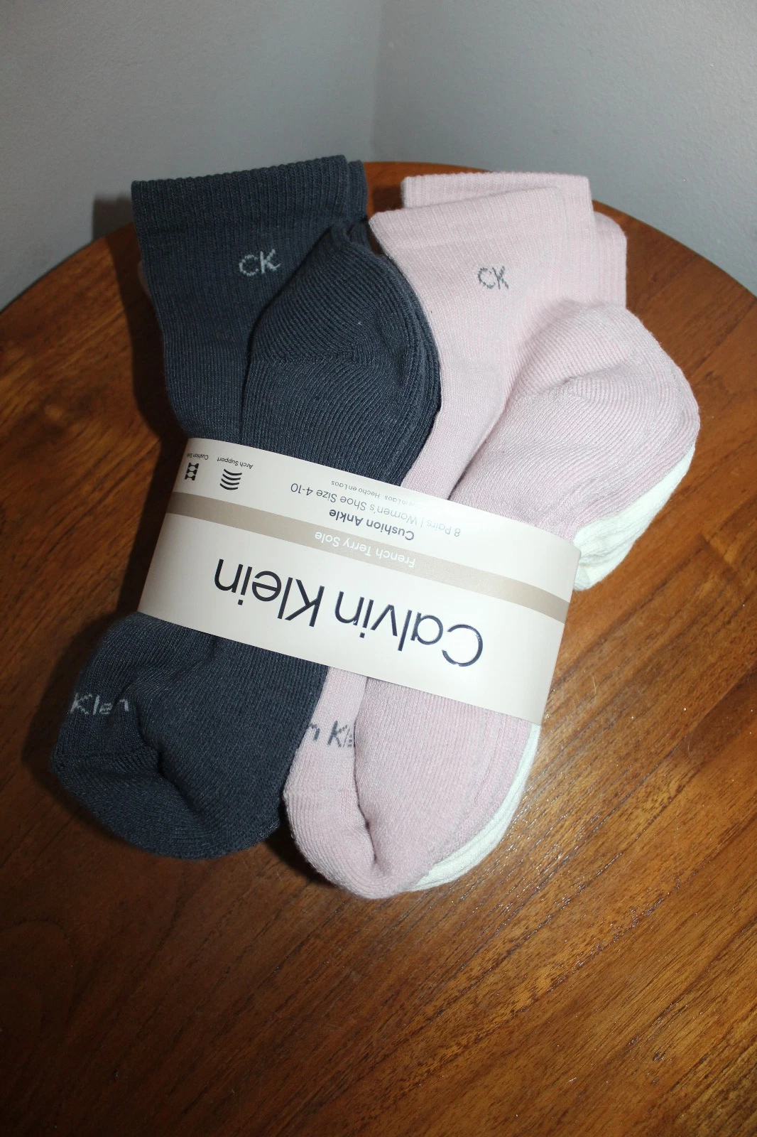 Calvin Klein Women's High Quarter 8-Pair (FREE SHIPPING) Pink Blue Cream Beige