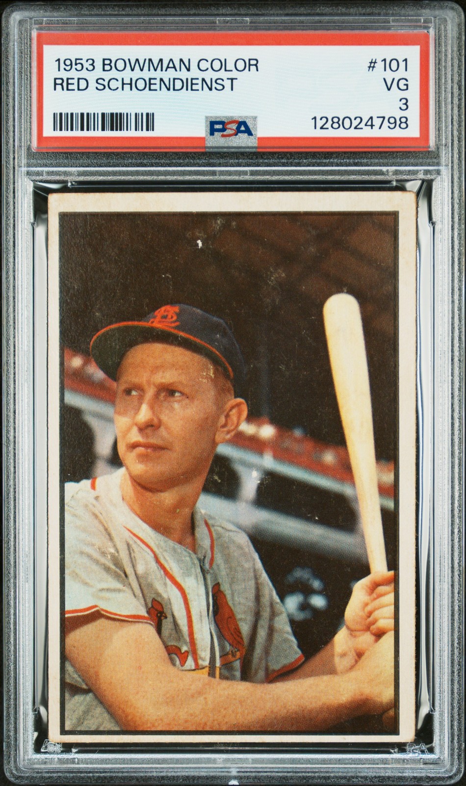 1953 BOWMAN COLOR #101 RED SCHOENDIENST PSA 3