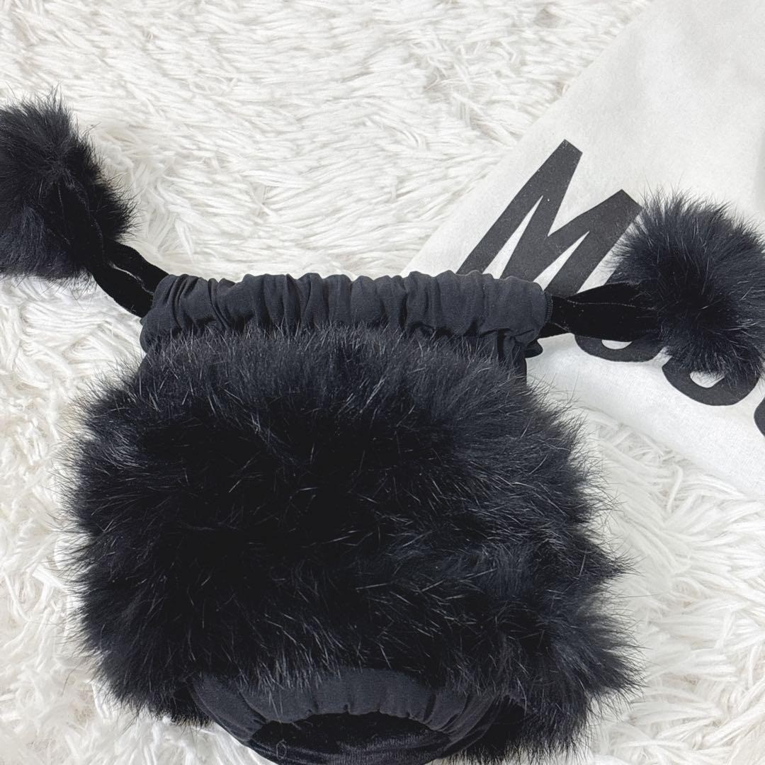 Moschino Black Fur Drawstring Pouch Bag Rare Chic Mini Shoulder Bag Clean Auth image 8