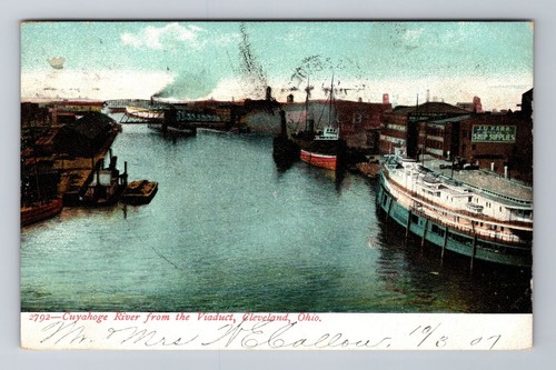 Cleveland OH-Ohio, Cuyahoge River, Viadukt, um 1907 antike alte Postkarte
