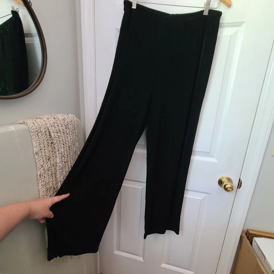 Pantalones de viaje French Laundry Slinky Drape elásticos pierna ancha talla M negros Foto 2 de 4