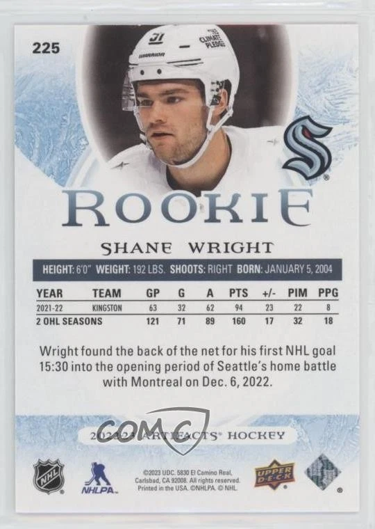 2022-23 Upper Deck Artifacts Redeemed Rookies Emerald /99 Shane Wright Rookie RC - Image 2 of 2