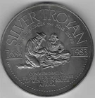 1 South Africa Silver Troyan 20 Oz Ounce .999 Fine Silver Round Bar 1983