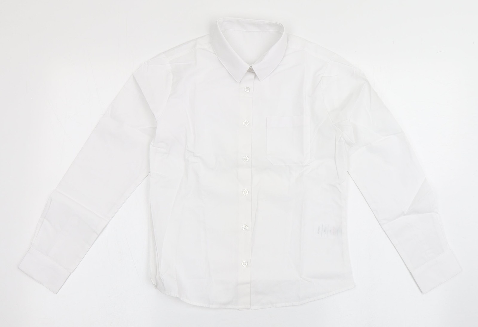 George Girls White  Polyester Basic Button-Up Size 10-11 Years Collared Button