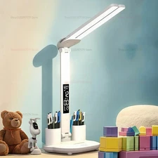 1pc LED Table Lamp Eye Protection Touch Dimming Rechargeable Folding Light - NEW