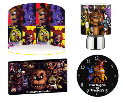 FNAF Five Nights - 10'' Lampenschirm, Touch Lampe, Wandbild, Wanduhr oder Konvolut