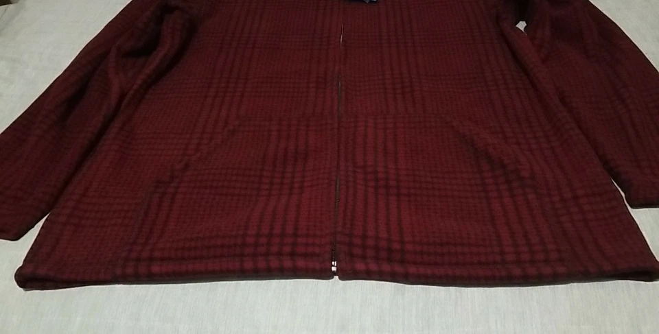 Sudadera con capucha blanca Sierra para hombre 2XL Big Meadow polar roja y negra a cuadros cremallera Foto 4 de 4