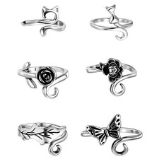 6Pcs Crochet Rings for Finger Adjustable Braided Faster Knitting Thimbles