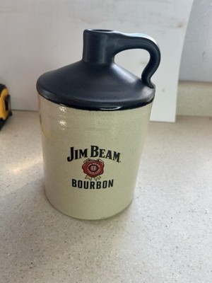 Jim Beam Bourbon Ted Wing Stoneware Jug/Decanter Beige & Black 