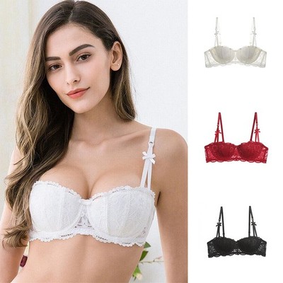 Push Up Underwire Womens Lingerie Brassiere Embroidery Half Cup Lace Bra Sexy