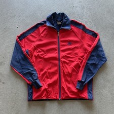 Vintage 80s Nike Track Jacket Size XL Red Navy Blue Full Zip Warm Up Swoosh Logo