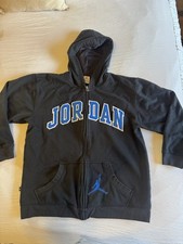 Nike Air Jordan Zip-Up Hoodie   Black with Blue Logo   Youth XL