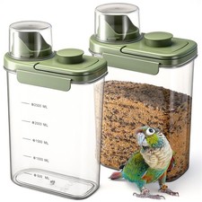 Maxdot 2 Pcs Bird Seed Storage Container 3 Qt/2.8 L with 3 L, Green
