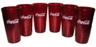 Red Textured Plastic Tumbler Coca Cola Cups, 24 Oz Restaurant Style - Six