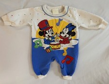 Vintage Rare 1984 Disney Mickey Minnie Music Footed Baby Romper