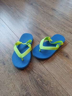 Flip Flops mit Gummizug hellblau neongelb Größe 26/27