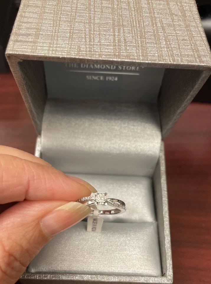 1/10 CT. T. W. Princess-Cut Diamond Split Shank Promise Ring In 10K White Gold - Image 4 of 4