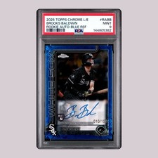 2025 Topps Chrome Logofractor Brooks Baldwin Blue RC Auto /150 RA-BB PSA 9 MINT