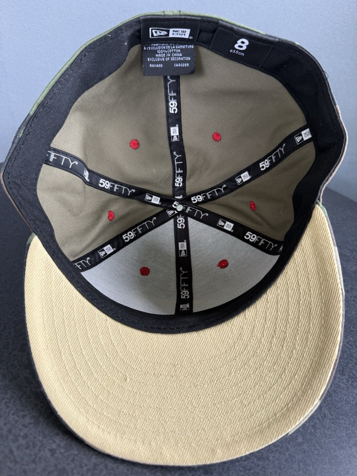 New Era 59Fifty Sz 8 Camo Hat Sour Lemon Embroidered Size XL Fitted 63.5cm view 6