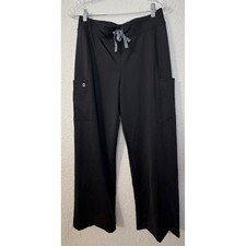 FIGS Valle Straight Leg Scrub Pants Black FIONx Yoga Waistband Medium M Womens