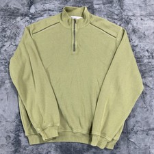 St Croix Knits Mens XL Quarter Zip Pullover Sweater Olive Green Made in USA