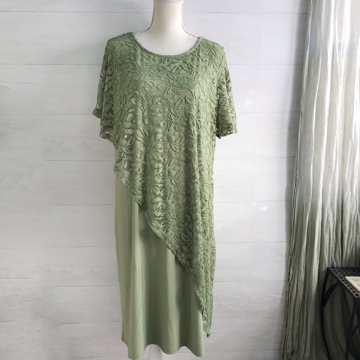NWT Anthony Original - Green layered lace sheath dress, sz XL | eBay