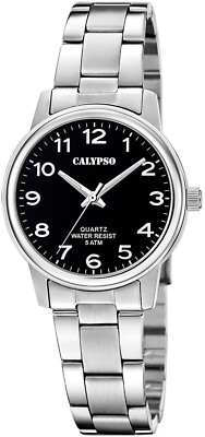 CALYPSO Damen Analog Quarz Armband Uhr BASIC K5865/4 Edelstahl silber 32 mm