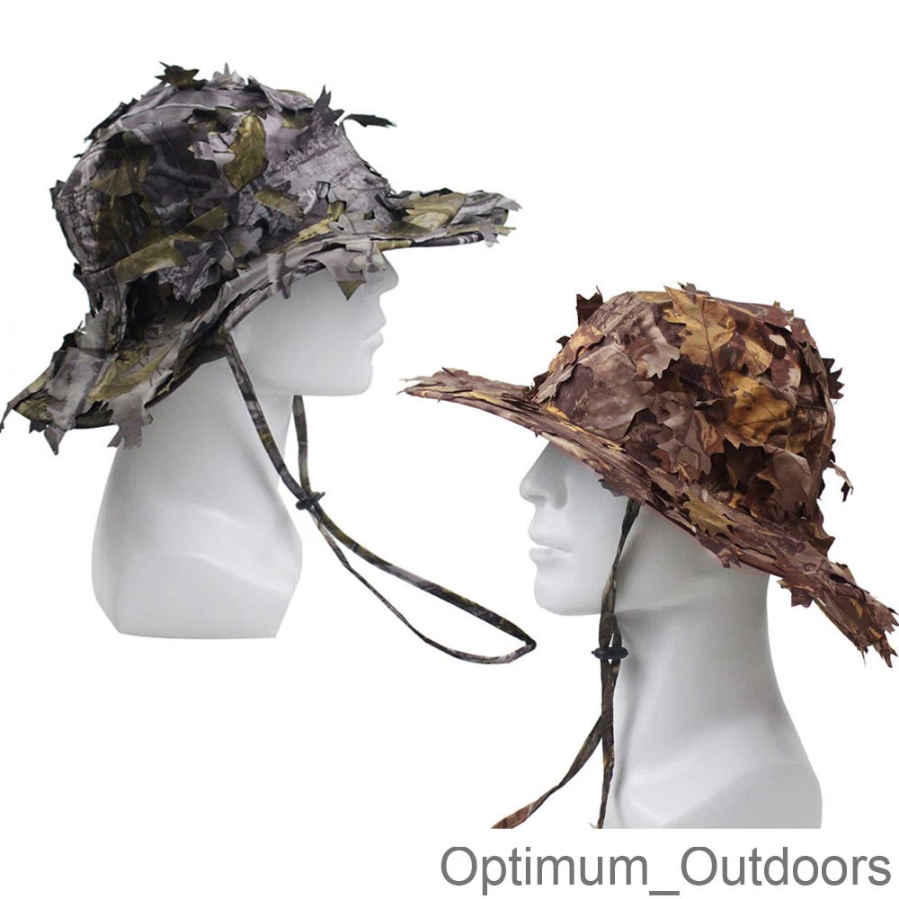 3D Real Tree Leaf Camouflage Ghillie Hat Sniper Wide Brim Camo