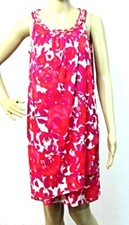 Size 6 Donna Ricco Sheath Dress Silver Chain Neck Sarong Style Pink Fuchsia NWT