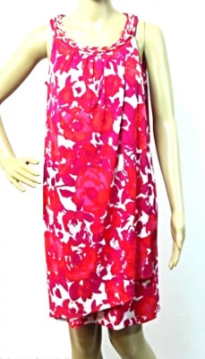 Size 6 Donna Ricco Sheath Dress Silver Chain Neck Sarong Style Pink Fuchsia NWT
