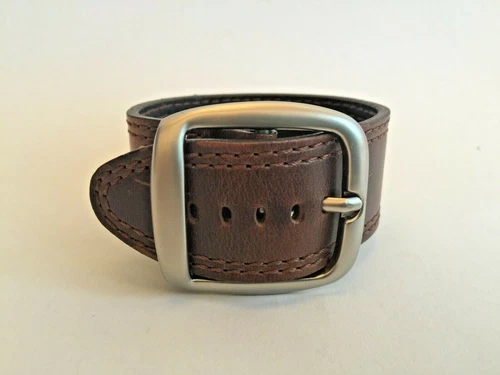 Hadley-Roma 18mm & 20mm  Brown Leather X-Wide Military Style Cuff Watch Band 912