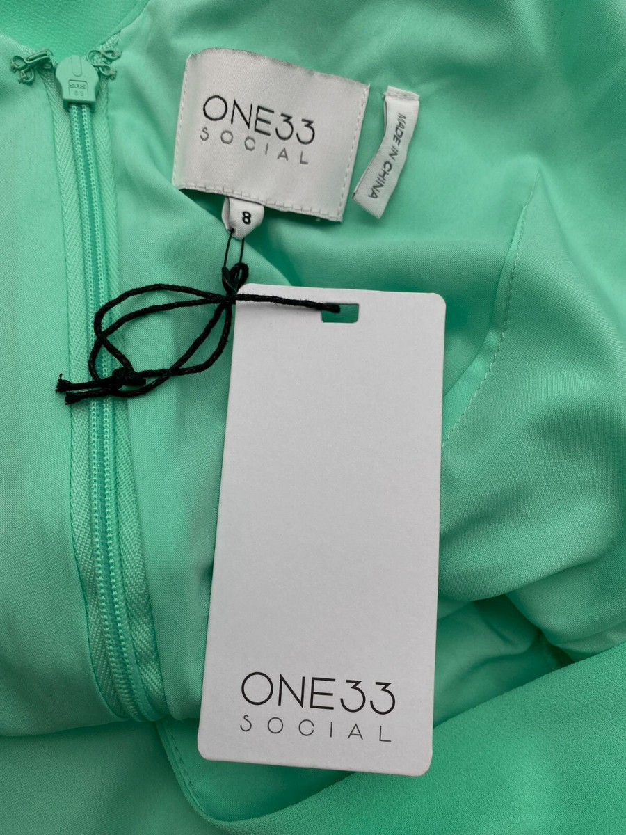 $498 ONE33 Social Women's Green Ruched V-Neck Cut-Out Gown Dress Size 8 |  eBay
