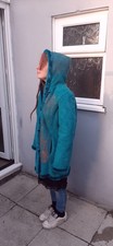 Womens Size 10 Lined Turquoise Angel Flower Of Life Coat Boho Jacket Psytrance