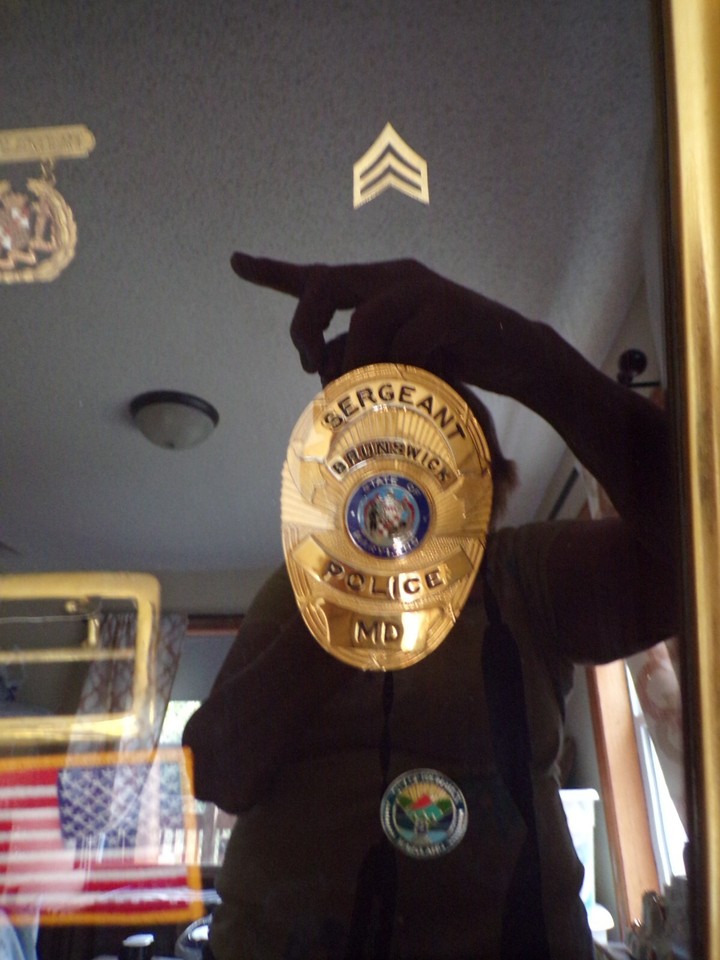 Vintage US Military Police Sergeant Brass Shield, Reverse Flag, Pins