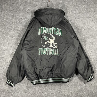 VINTAGE 80s Dominican Knights Football Warmup Jacket Varsity 3XLT Hooded Black