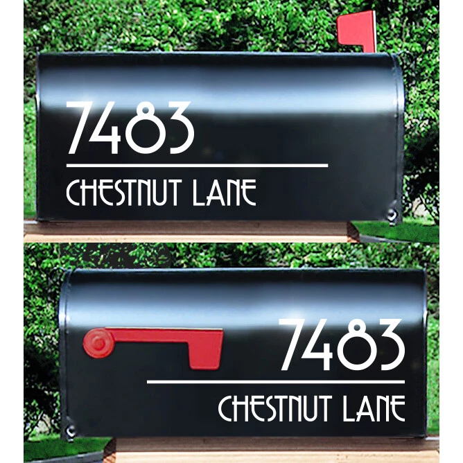 Calcomanía de dirección de buzón Art Deco, pegatina de nombre de calle MCM / 4" h x 10" w - #1274 Foto 2 de 4