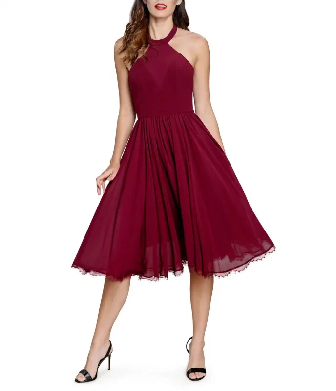 Burgundy chiffon skirt cheap