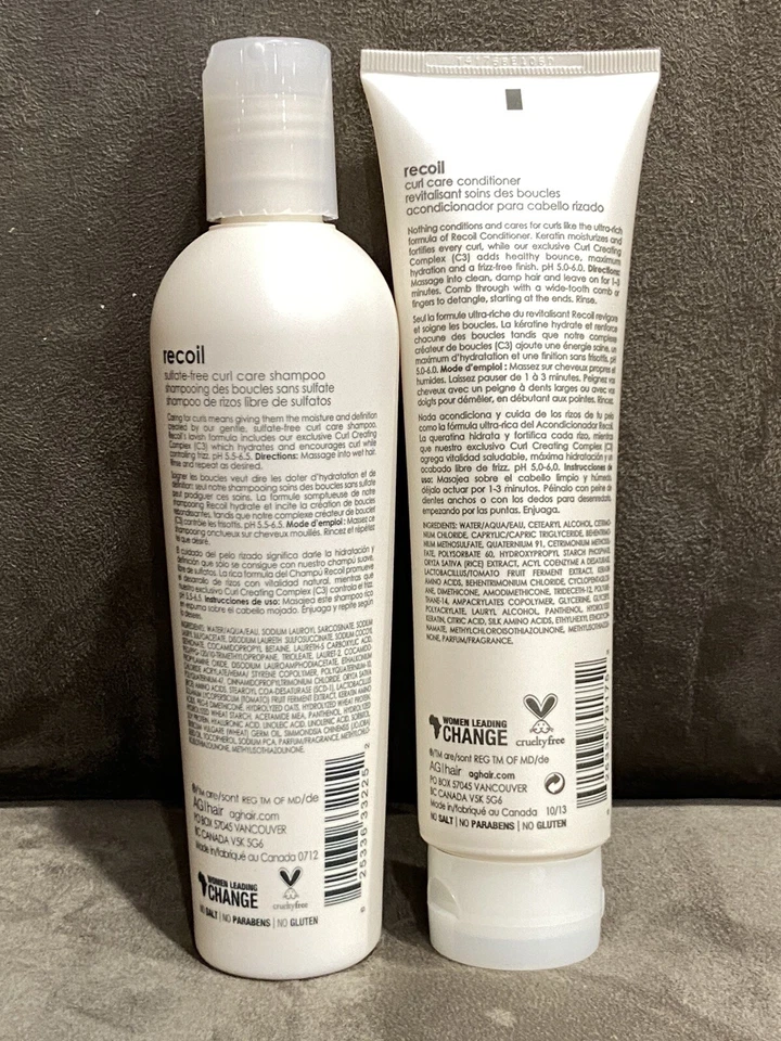 AG RECOIL SULFATE-FREE CURL CARE SHAMPOO 8 OZ & CONDITIONER 6 OZ DUO SET - NEW - Image 2 of 2