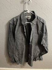 Express Mens Button Up Shirt Gray Long Sleeve Fitted Size XL